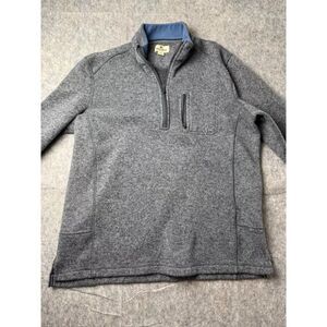 Woolrich Sweatshirt Mens Large Gray Knit Long Sleeve Side Slit 1/4 Zip Pullover